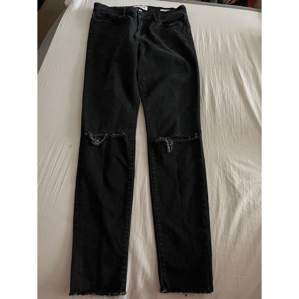 Frame Le Skinny‎ De Jeanne Jeans Distressed Denim Black Size 28 329